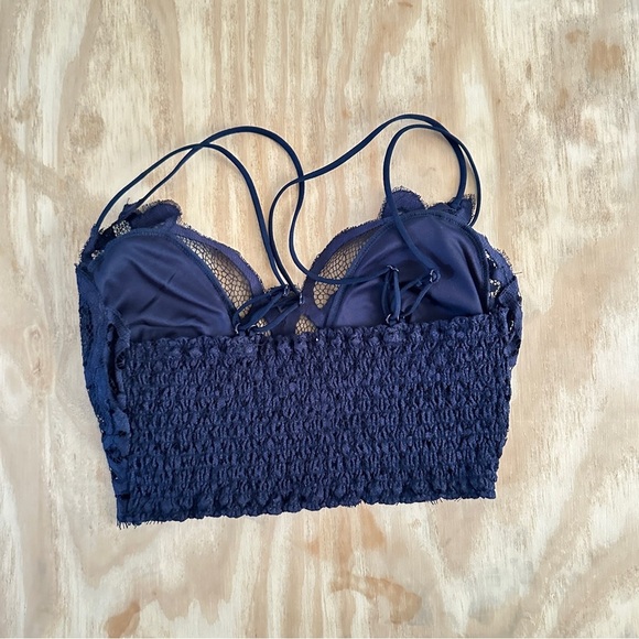 Crochet Lace Bralette – Diamond Smocking Back, Removable Pads Colors Block Sz S - Picture 8 of 11